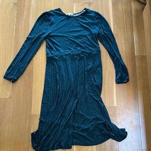 Dark Blue/Green Long Sleeve Dress